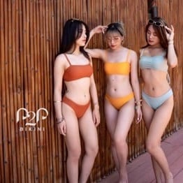 Bikini 2 mảnh áo mút mỏng quây ngang nhiều màu