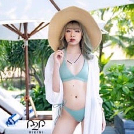 Bikini 2 mảnh cột dây xanh nhạt