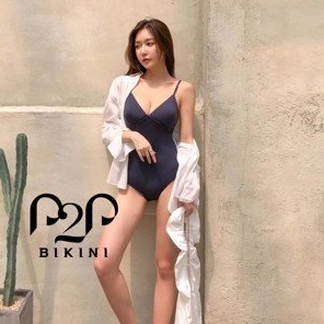 Monokini hai dây basic xanh navy