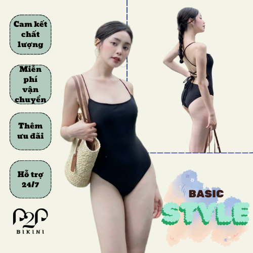 Đồ bơi Nữ bikini 1 mảnh BASIC đan dây lưng phong cách