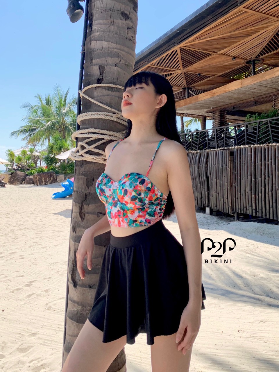 New Arrival 2023 - Áo bơi croptop nữ họa tiết sắc màu