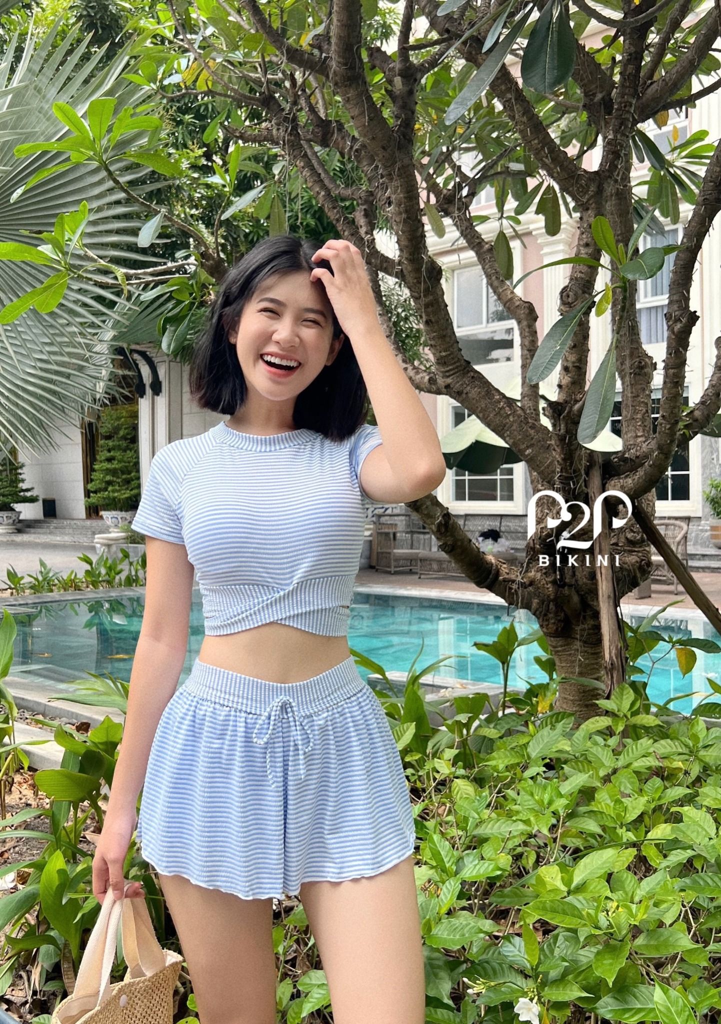 Áo croptop tay ngắn có túi chân váy xòe bồng  Cỏ Fashion