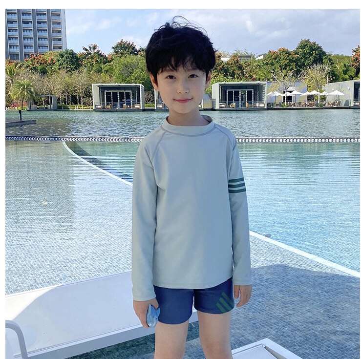 Set bơi tay dài bé trai màu xanh Hàn Quốc