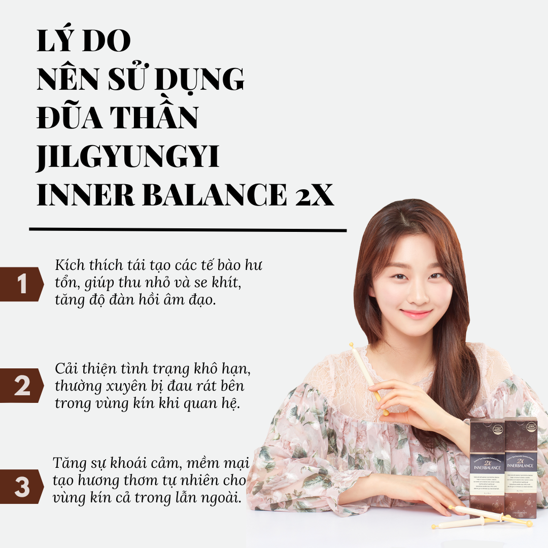  Đũa thần Jilgyungyi Inner Balance 2X detox, làm hồng và se khít vùng kín, dưỡng ẩm, săn chắc, trẻ hoá vùng kín 2.5G X 3 ống 