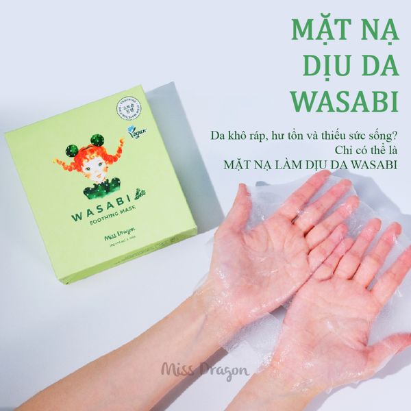 Mặt nạ Miss Dragon - Mặt nạ làm dịu da Wasabi - Dưỡng ẩm và làm dịu các vấn đề về da (đặc biệt da mụn, da nhạy cảm, da kích ứng) miếng 30 g
