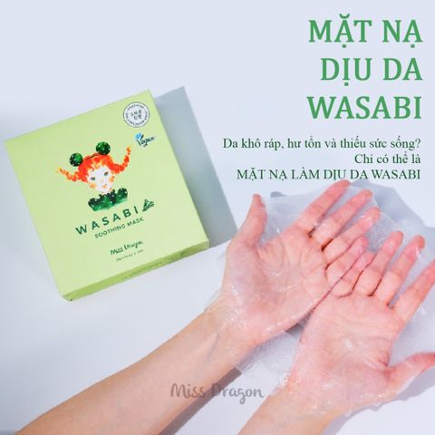 Mặt nạ Miss Dragon - Mặt nạ làm dịu da Wasabi - Dưỡng ẩm và làm dịu các vấn đề về da (đặc biệt da mụn, da nhạy cảm, da kích ứng) miếng 30 g
