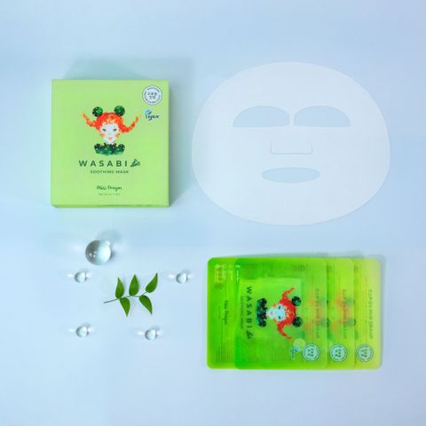 Mặt nạ Miss Dragon - Mặt nạ làm dịu da Wasabi - Dưỡng ẩm và làm dịu các vấn đề về da (đặc biệt da mụn, da nhạy cảm, da kích ứng) miếng 30 g