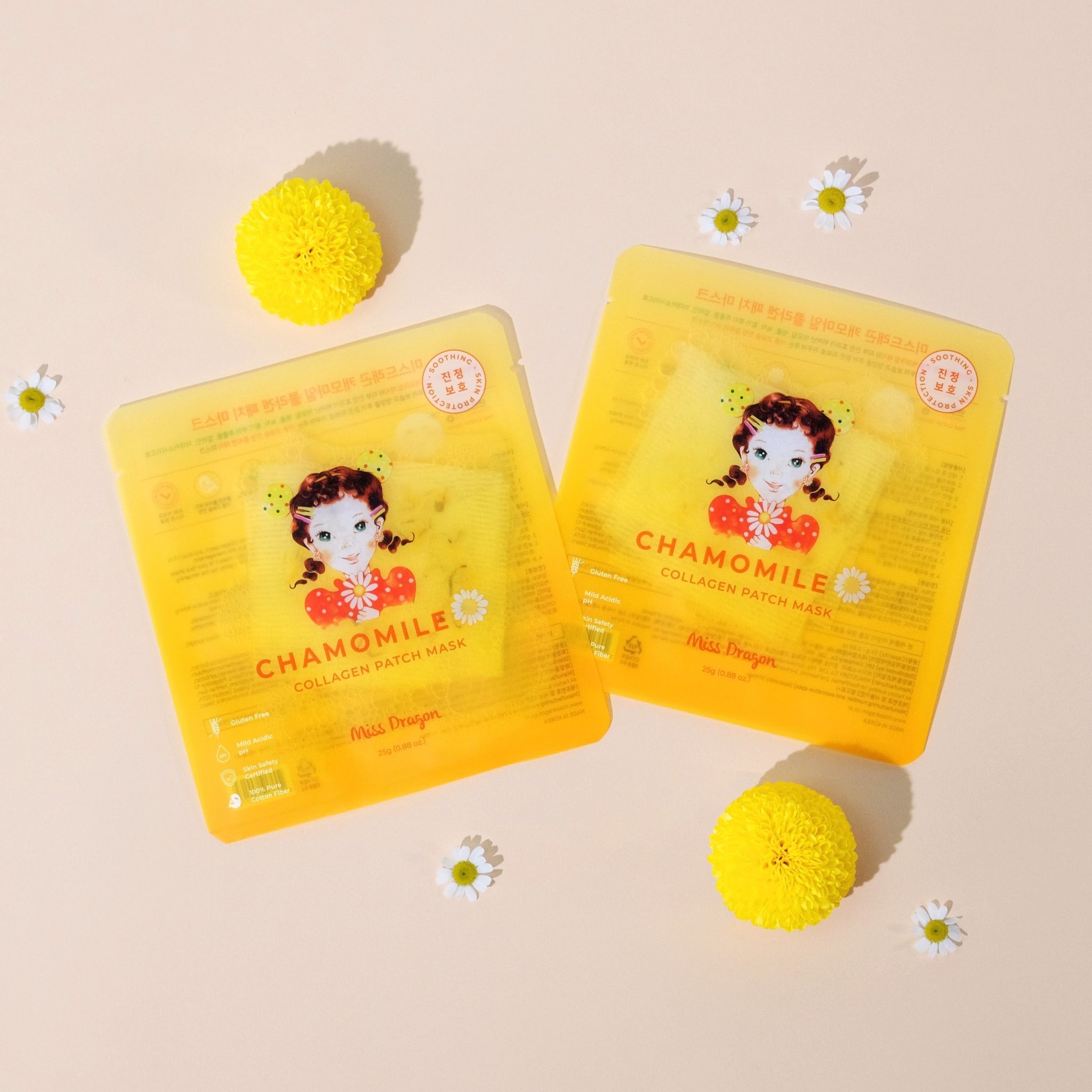  Mặt nạ Miss Dragon - Mặt nạ Collagen hoa cúc - Chăm sóc da mụn, da ửng đỏ, cung cấp collagen giúp da tươi tắn, đàn hồi tràn đầy sức sống (miếng 25 g) 