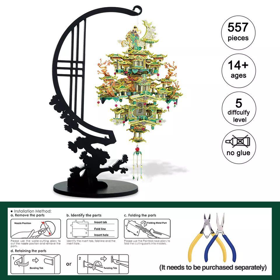  Mô Hình Kim Loại 3D Lắp Ráp Piececool Nhân Duyên Cát (Lovers Pavilion) HP218-GN - MP1119 