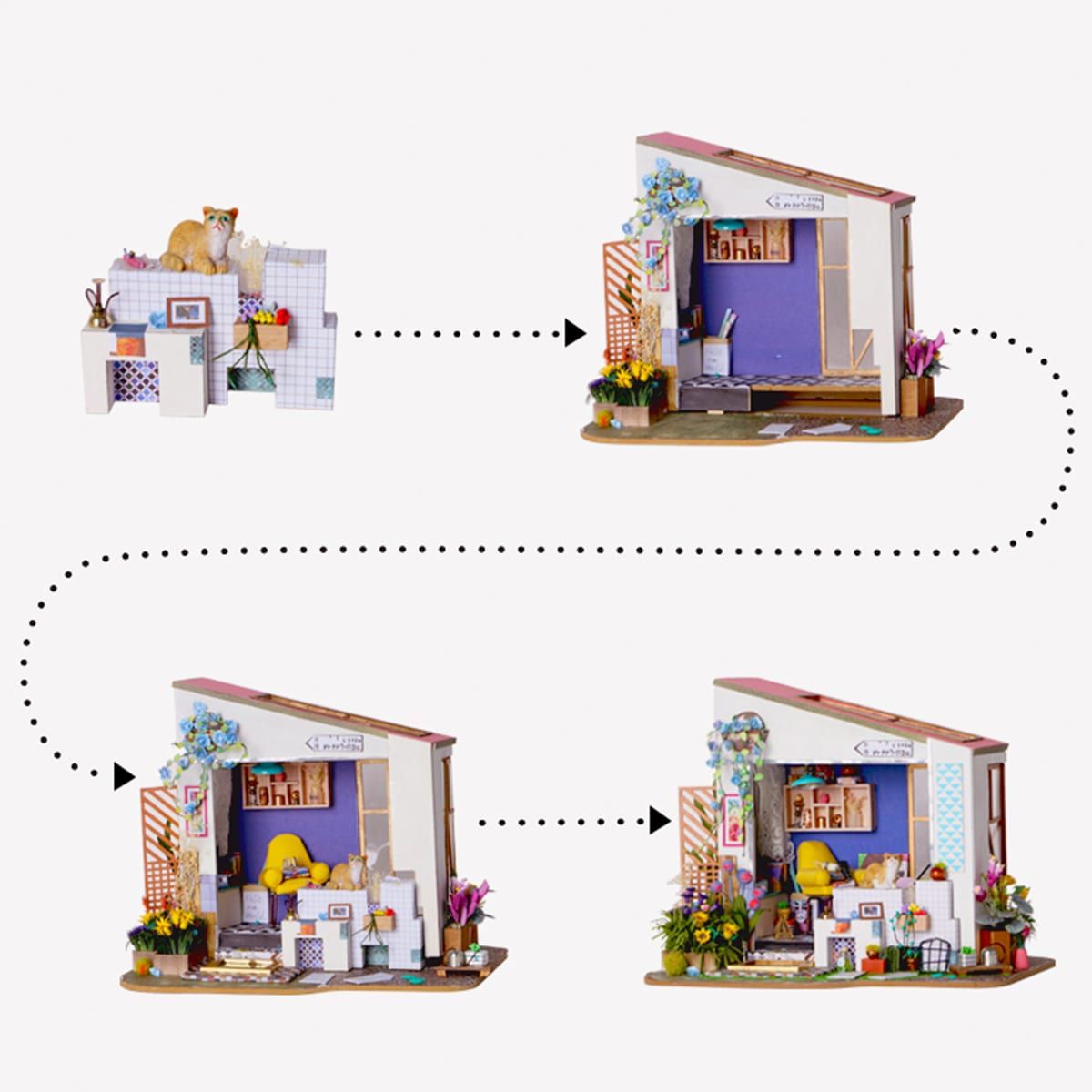  Mô Hình Gỗ 3D Lắp Ráp ROBOTIME DIY Dollhouse Nhà Tí Hon (340, mảnh Lily's Porch) DG11 - WP155 