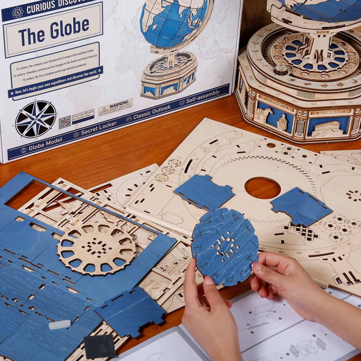  Mô Hình Gỗ 3D Lắp Ráp ROBOTIME ROKR Quả Địa Cầu Lớn (567 mảnh, The Huge Globe) ST002 – WP239 