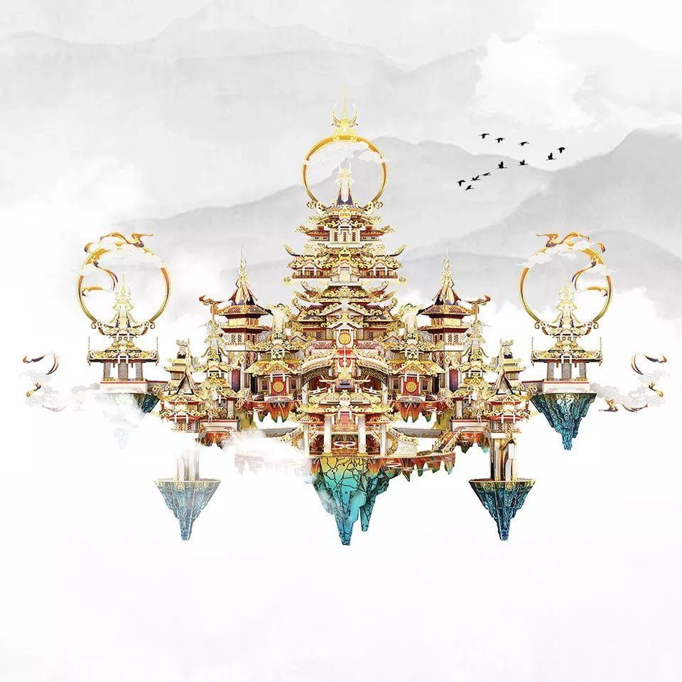  Mô Hình Kim Loại 3D Lắp Ráp Piececool Lăng Tiêu Bảo Điện (782 mảnh, Lingxiao Palace) P225-WG – MP1126 