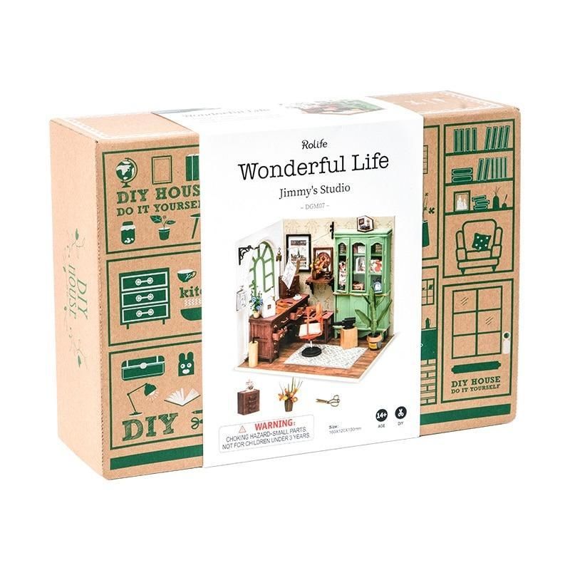  Mô Hình Gỗ 3D Lắp Ráp ROBOTIME DIY Dollhouse Nhà Tí Hon (150 mảnh, Jimmy's Studio) DGM07 - WP151 