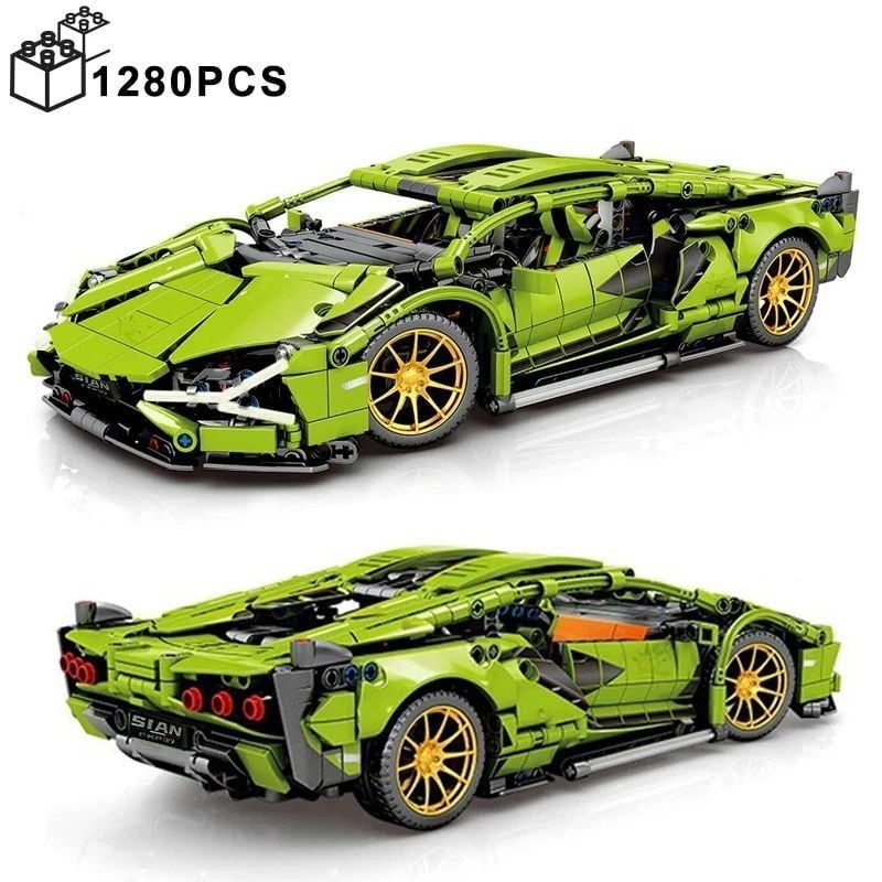  Mô Hình Nhựa 3D Lắp Ráp OEM Siêu Xe Đua Lamborghini (1280 mảnh, Màu Xanh Lá) 1:14 - LG0177 