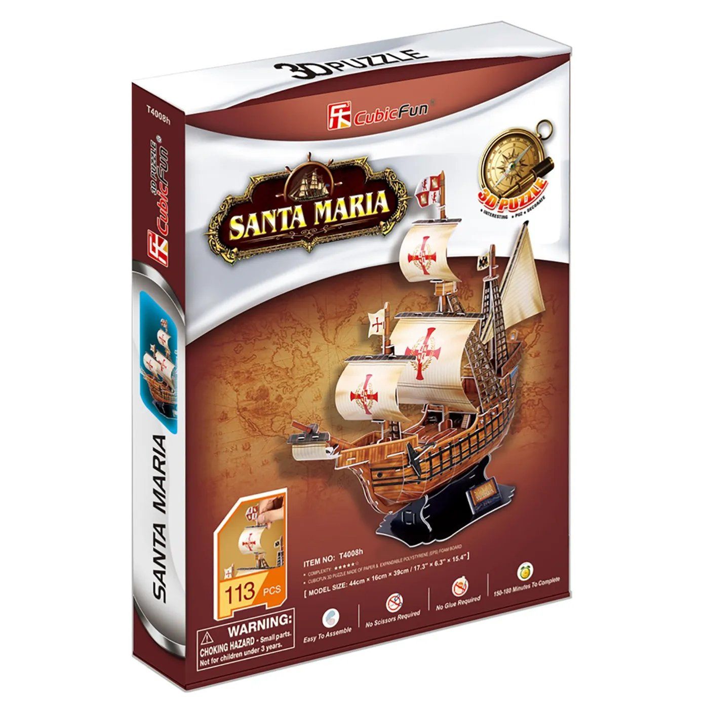  Mô Hình Giấy 3D Lắp Ráp CubicFun Thuyền Santa Maria (113 mảnh) T4008h - PP046 