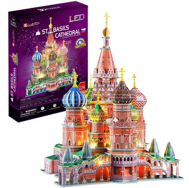  Mô Hình Giấy 3D Lắp Ráp CubicFun Nhà Thờ Chính Tòa Thánh Vasily (224 mảnh, Saint Basil's Cathedral, Đèn LED) L519h - PP076 