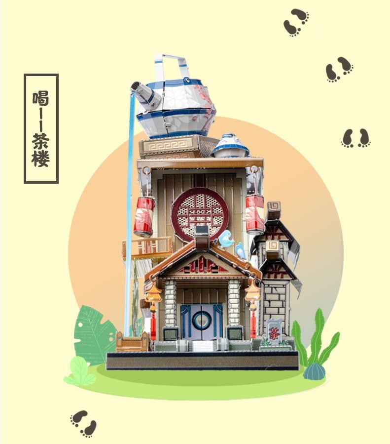 Mô Hình Kim Loại Lắp Ráp 3D MU Trà Lầu Trung Hoa (68 mảnh, Travel to World - China Tea House) YM-N104-B – MP896 