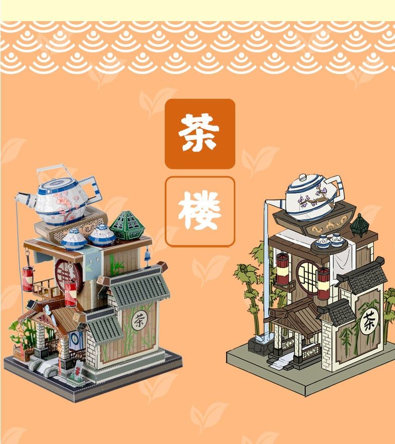  Mô Hình Kim Loại Lắp Ráp 3D MU Trà Lầu Trung Hoa (68 mảnh, Travel to World - China Tea House) YM-N104-B – MP896 