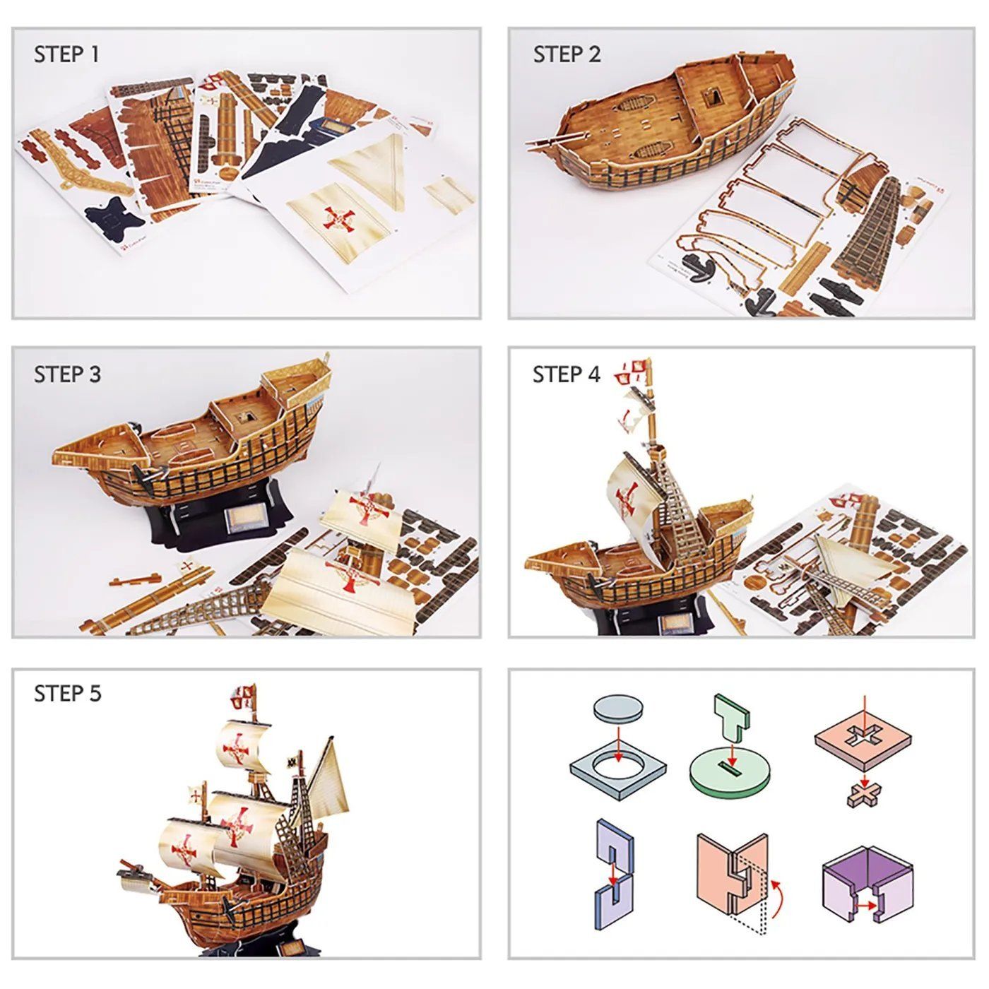  Mô Hình Giấy 3D Lắp Ráp CubicFun Thuyền Santa Maria (113 mảnh) T4008h - PP046 