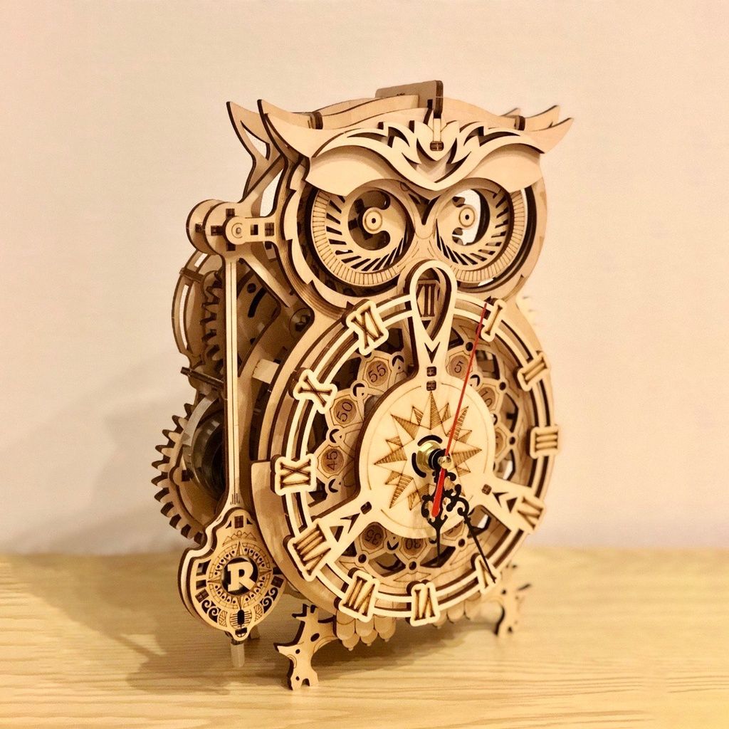  Mô Hình Gỗ 3D Lắp Ráp ROBOTIME Đồng Hồ Con Cú The (161 mảnh, Owl Clock) LK503 – WP145 