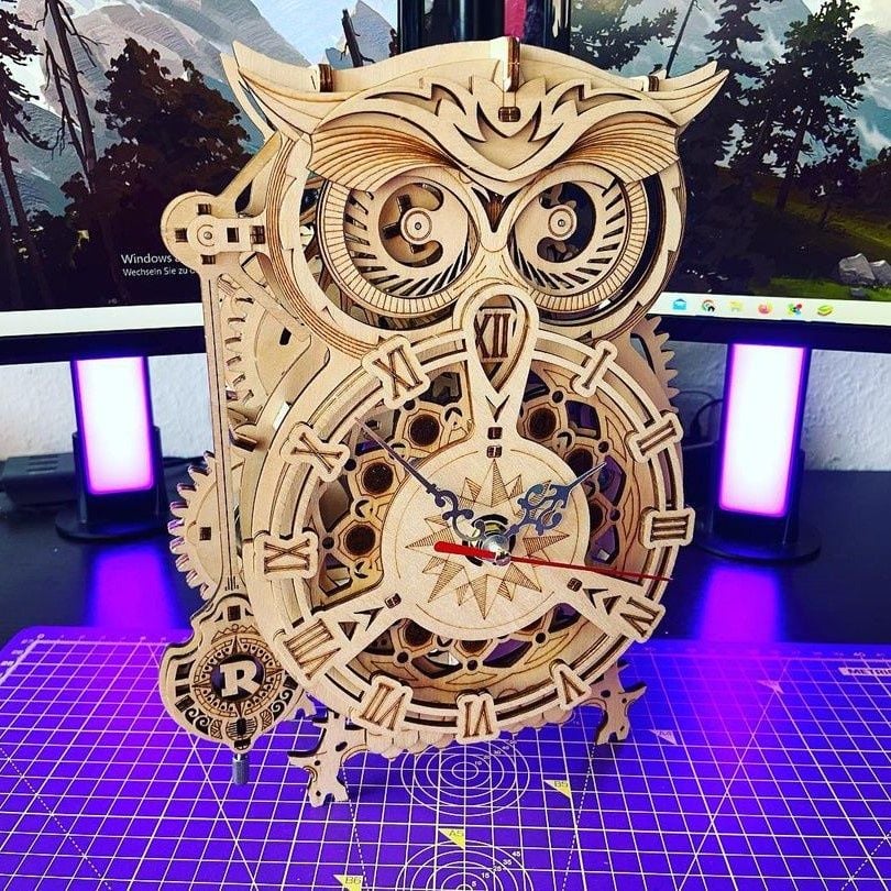  Mô Hình Gỗ 3D Lắp Ráp ROBOTIME Đồng Hồ Con Cú The Owl Clock LK503 – WP145 