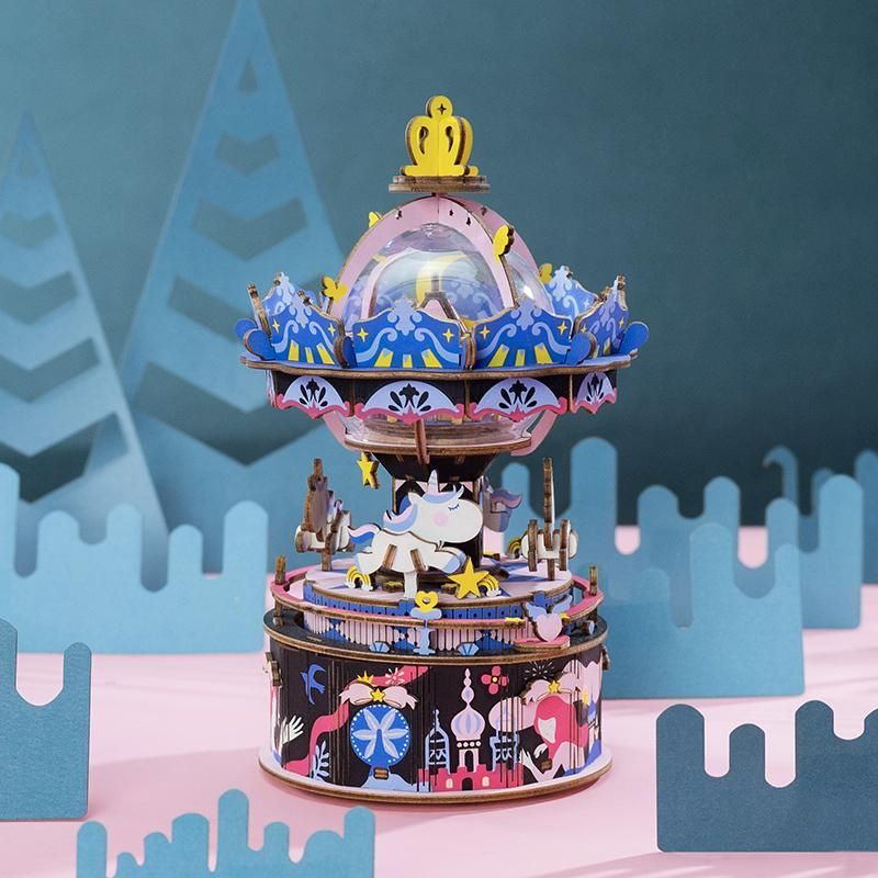  Mô Hình Gỗ 3D Lắp Ráp ROBOTIME Rolife Hộp Nhạc Vòng Xoay Ngựa Gỗ (174 mảnh, Starry Night) AM44 – WP207 