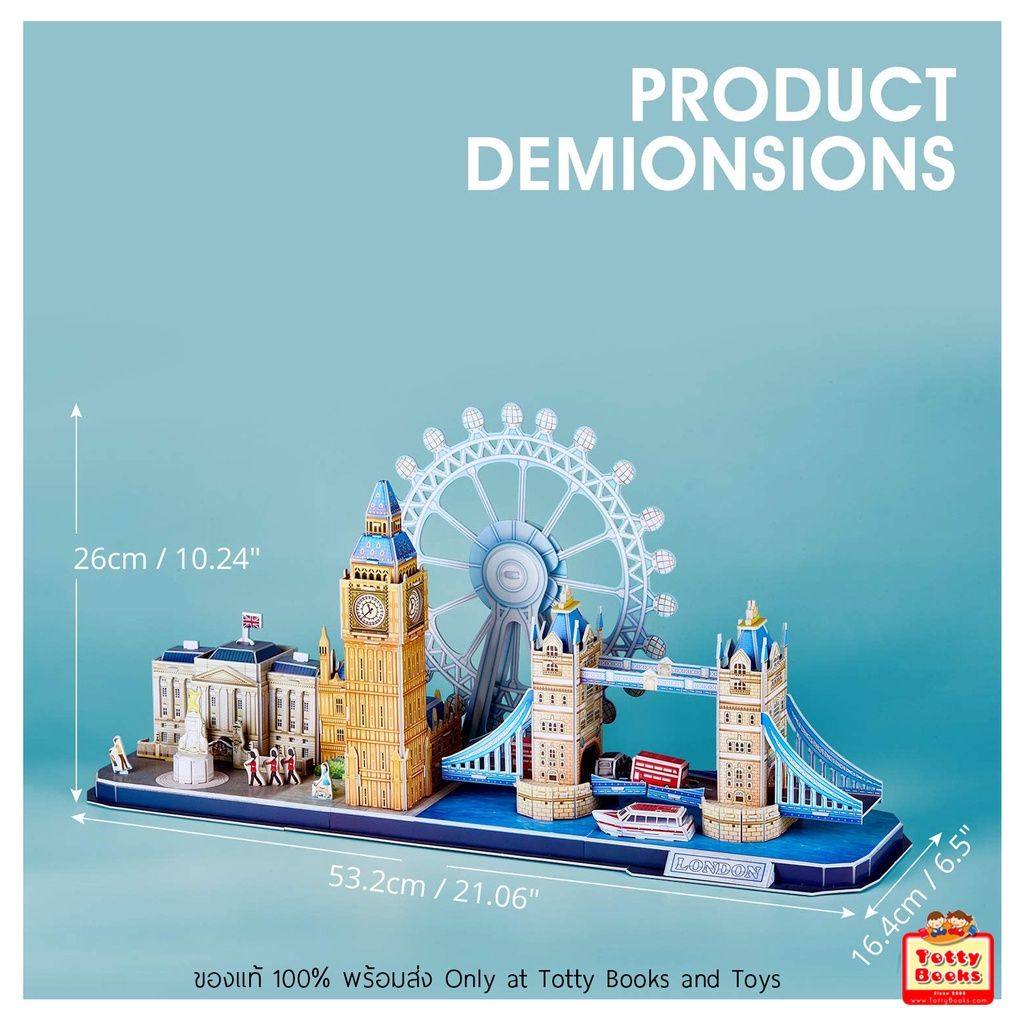  Mô Hình Giấy 3D Lắp Ráp CubicFun London Cityline (186 mảnh, đèn LED) L532h - PP029 