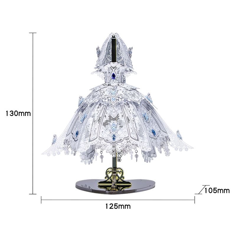  Mô Hình Kim Loại Lắp Ráp 3D MU Váy Cưới Cô Dâu (71 mảnh, Đế Mica Đen, Bridal Veil & Dress) YM-N174-A – MP1242 