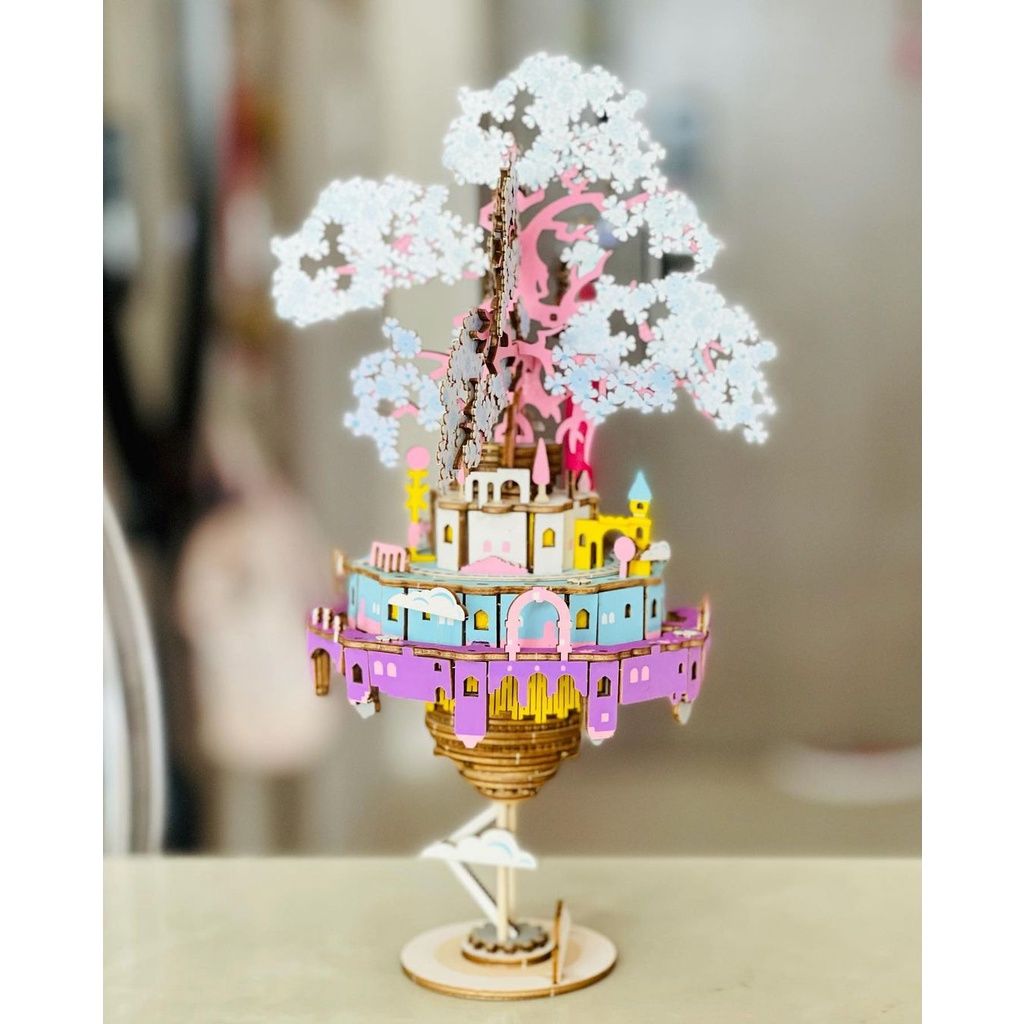  Mô Hình Gỗ 3D Lắp Ráp ROBOTIME Hộp Nhạc Thành Phố Trên Mây Cloud City Music Box AM45 – WP008 