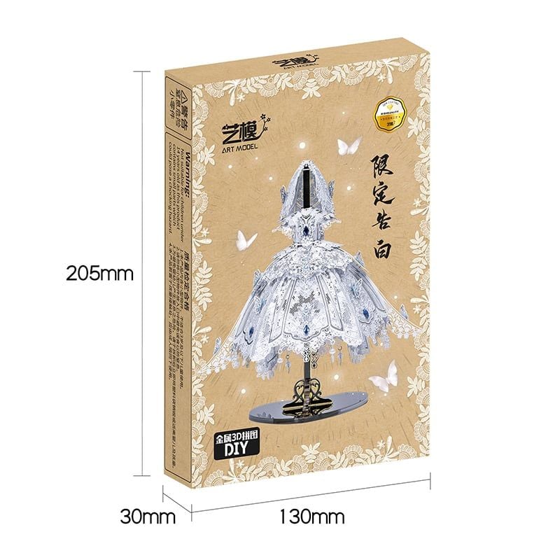  Mô Hình Kim Loại Lắp Ráp 3D MU Váy Cưới Cô Dâu (71 mảnh, Đế Mica Đen, Bridal Veil & Dress) YM-N174-A – MP1242 