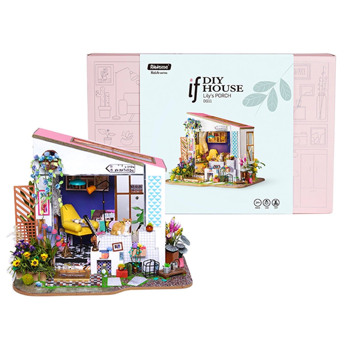  Mô Hình Gỗ 3D Lắp Ráp ROBOTIME DIY Dollhouse Nhà Tí Hon Lily's Porch DG11 - WP155 