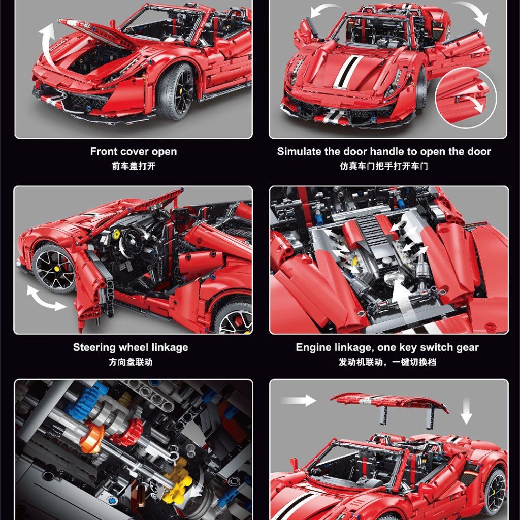  Mô Hình Nhựa 3D Lắp Ráp TGL Siêu Xe Đua Ferrari 488 Pista 1:8 (3558 mảnh, Super Racing Car) T5005 – LG0038 