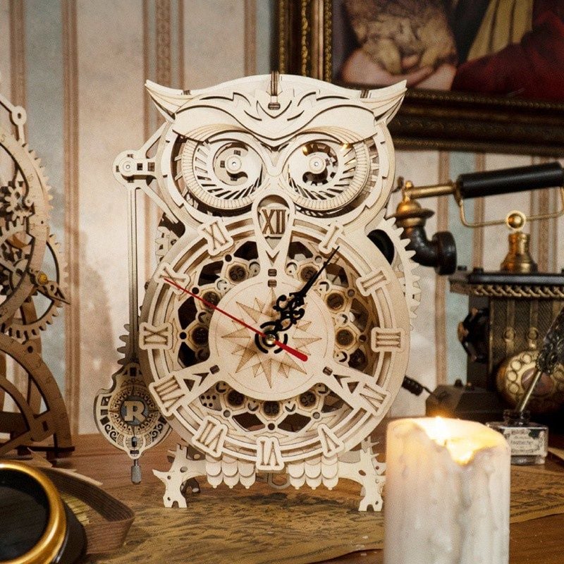  Mô Hình Gỗ 3D Lắp Ráp ROBOTIME Đồng Hồ Con Cú The (161 mảnh, Owl Clock) LK503 – WP145 