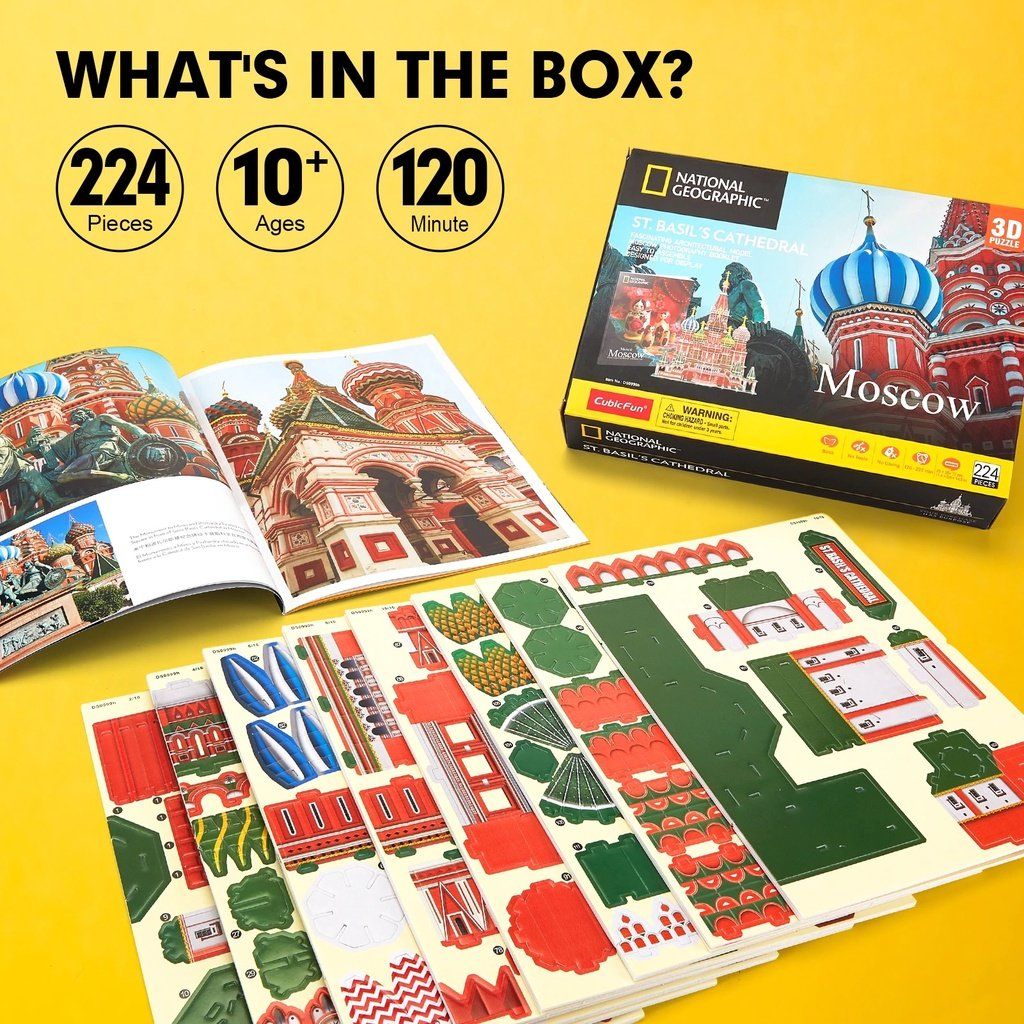  Mô Hình Giấy 3D Lắp Ráp CubicFun Nhà Thờ Chính Tòa Thánh Basil (222 mảnh, National Geographic Saint Basil's Cathedral) DS0999h - PP066 