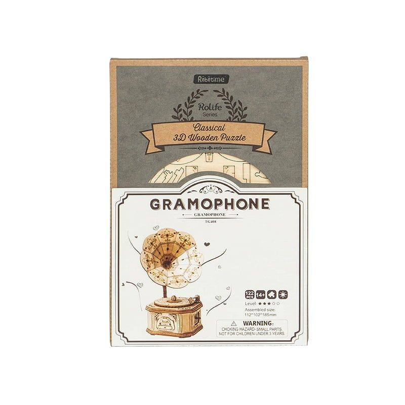  Mô Hình Gỗ 3D Lắp Ráp ROBOTIME Máy Hát Cổ Điển (122 mảnh, Gramophone) TG408 – WP060 