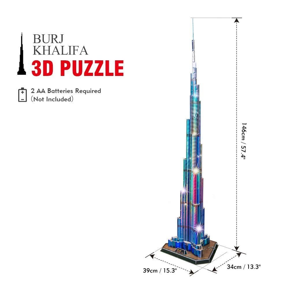  Mô Hình Giấy 3D Lắp Ráp CubicFun Tòa Tháp Burj Khalifa Tại Dubai (136 mảnh, Đèn LED) L133h - PP074 