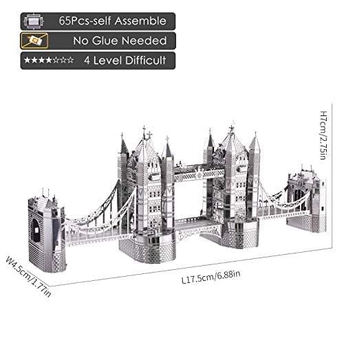  Mô Hình Kim Loại Lắp Ráp 3D Piececool Cầu Tháp Luân Đôn (65 mảnh, Tower Bridge of London) HP009-S – MP370 