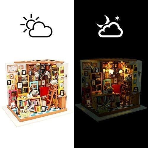  Mô Hình Gỗ 3D Lắp Ráp ROBOTIME DIY Dollhouse Nhà Tí Hon (221 mảnh, Sam's Study) DG102 – WP041 