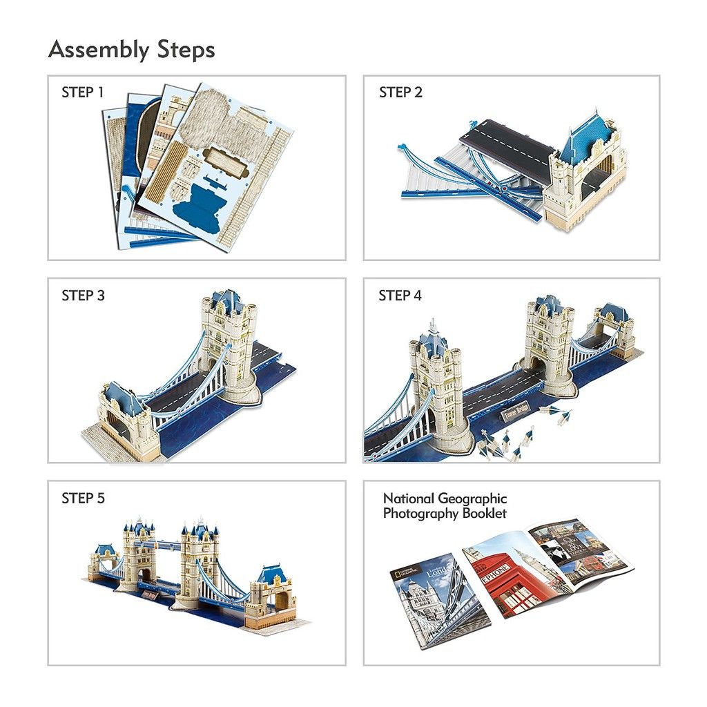  Mô Hình Giấy 3D Lắp Ráp CubicFun Cầu Tháp Luân Đôn (120 mảnh, National Geographic London Tower Bridge) DS0978h - PP059 
