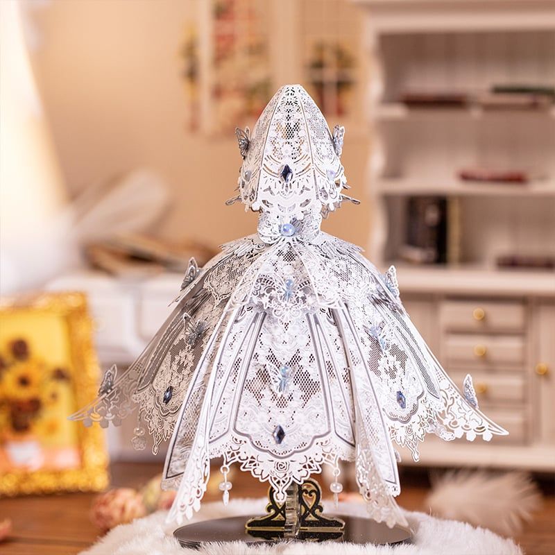  Mô Hình Kim Loại Lắp Ráp 3D MU Váy Cưới Cô Dâu (71 mảnh, Đế Mica Đen, Bridal Veil & Dress) YM-N174-A – MP1242 