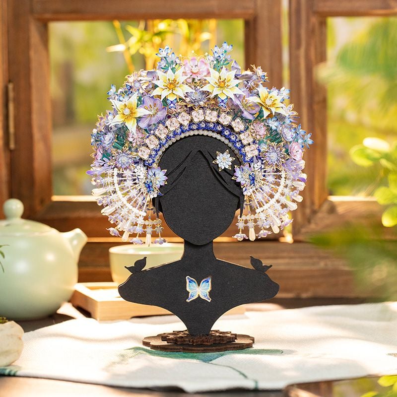  Mô Hình Kim Loại Lắp Ráp 3D MU Trâm Hoa (523 mảnh, Đế Gỗ, Clasp Flowers) YM-N183 – MP1266 