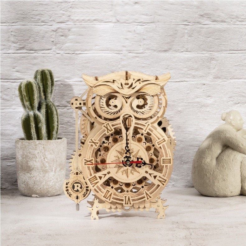  Mô Hình Gỗ 3D Lắp Ráp ROBOTIME Đồng Hồ Con Cú The (161 mảnh, Owl Clock) LK503 – WP145 