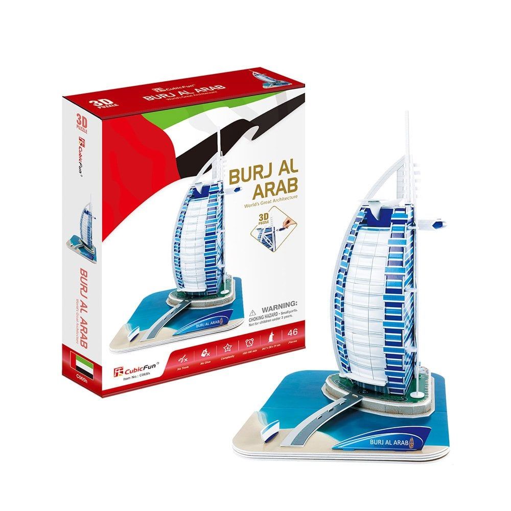  Mô Hình Giấy 3D Lắp Ráp CubicFun Khách Sạn 7 Sao Burj Al Arab (46 mảnh, Burj Al Arab) C065h - PP079 