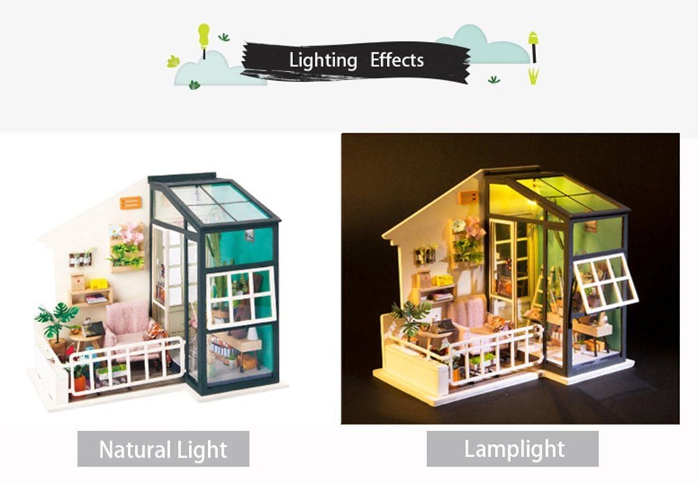  Mô Hình Gỗ 3D Lắp Ráp ROBOTIME DIY Dollhouse Nhà Tí Hon (200,mảnh Balcony Daydreaming) DGM05 – WP045 