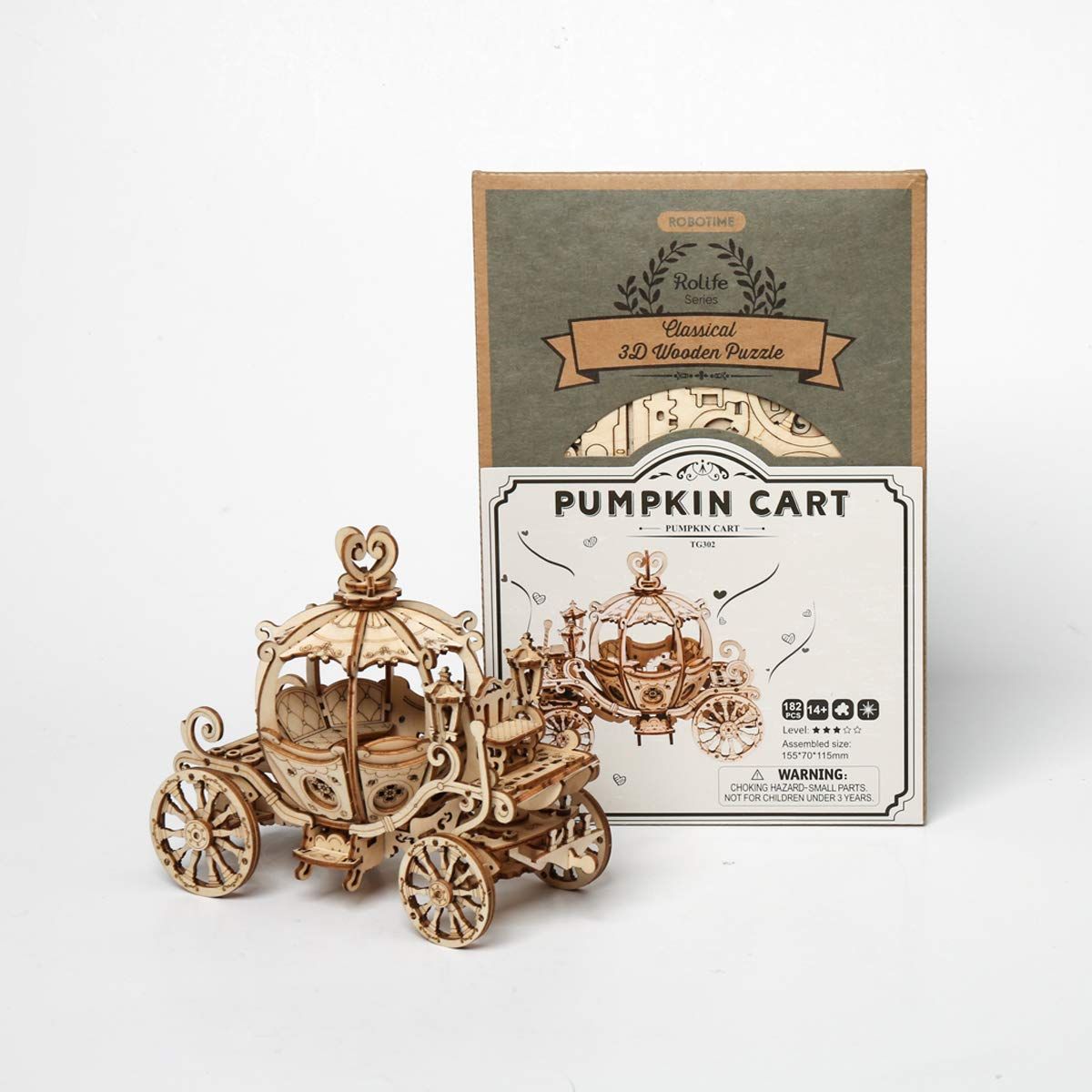 Mô Hình Gỗ 3D Lắp Ráp ROBOTIME Xe Bí Ngô (182 mảnh, Pumpkin Carriage) TG302 – WP057 