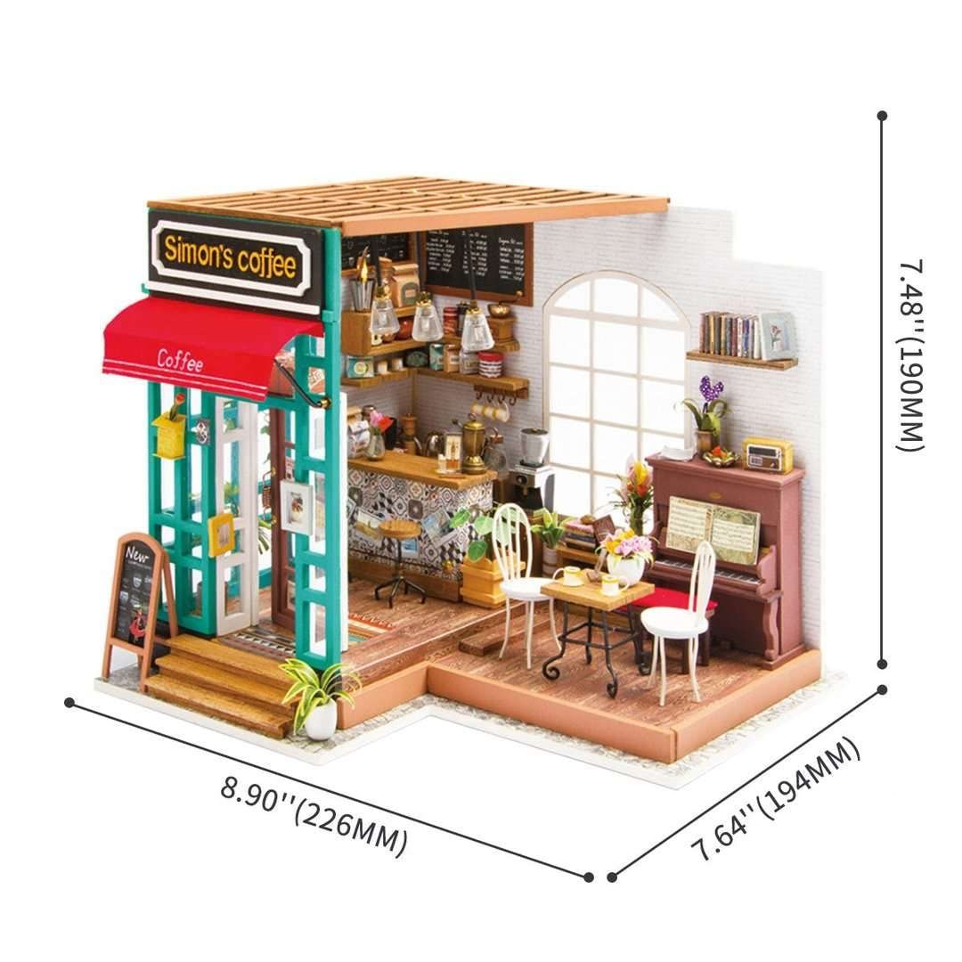  Mô Hình Gỗ 3D Lắp Ráp ROBOTIME DIY Dollhouse Nhà Tí Hon (300 mảnh, Simon’s Coffee) DG109 – WP044 