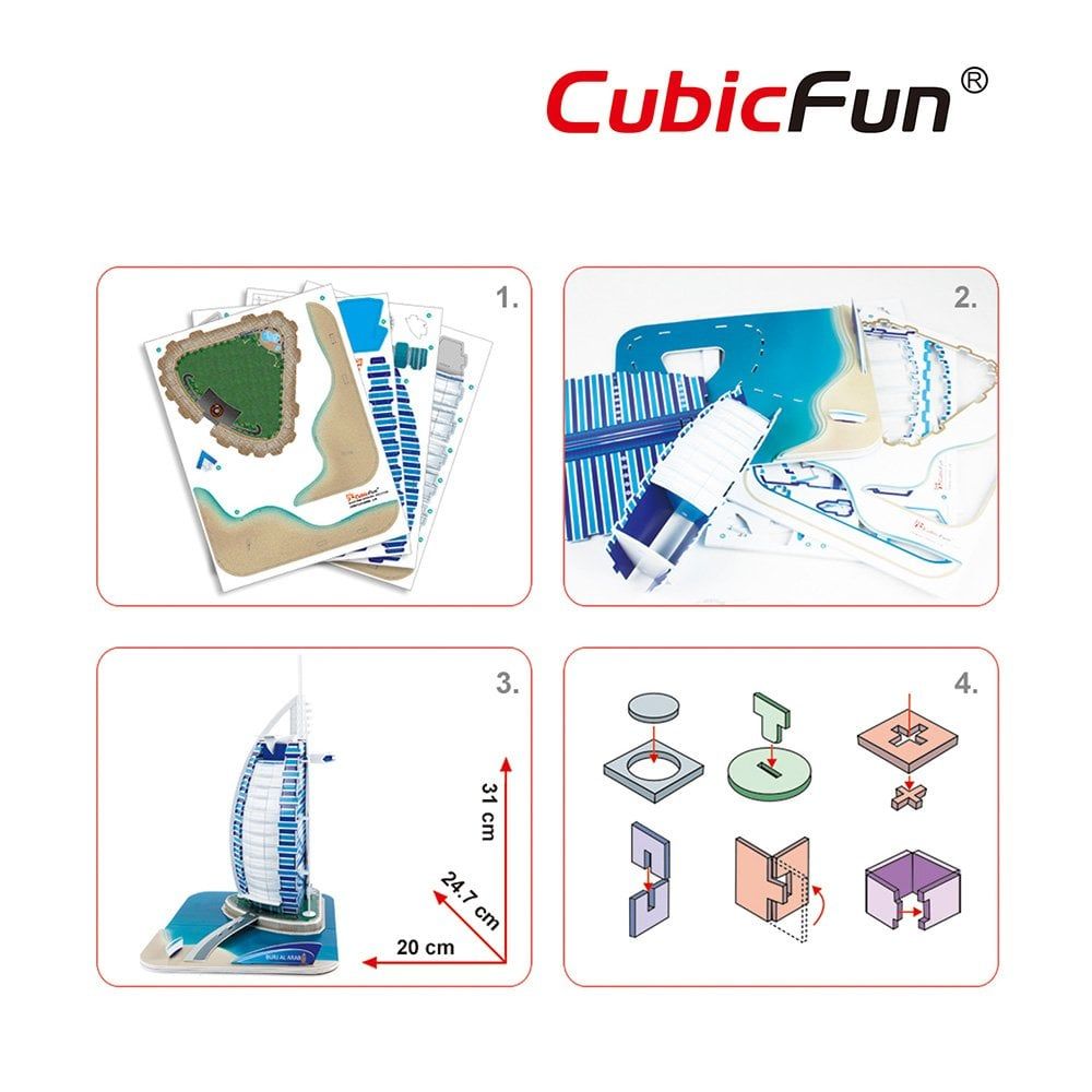  Mô Hình Giấy 3D Lắp Ráp CubicFun Khách Sạn 7 Sao Burj Al Arab (46 mảnh, Burj Al Arab) C065h - PP079 