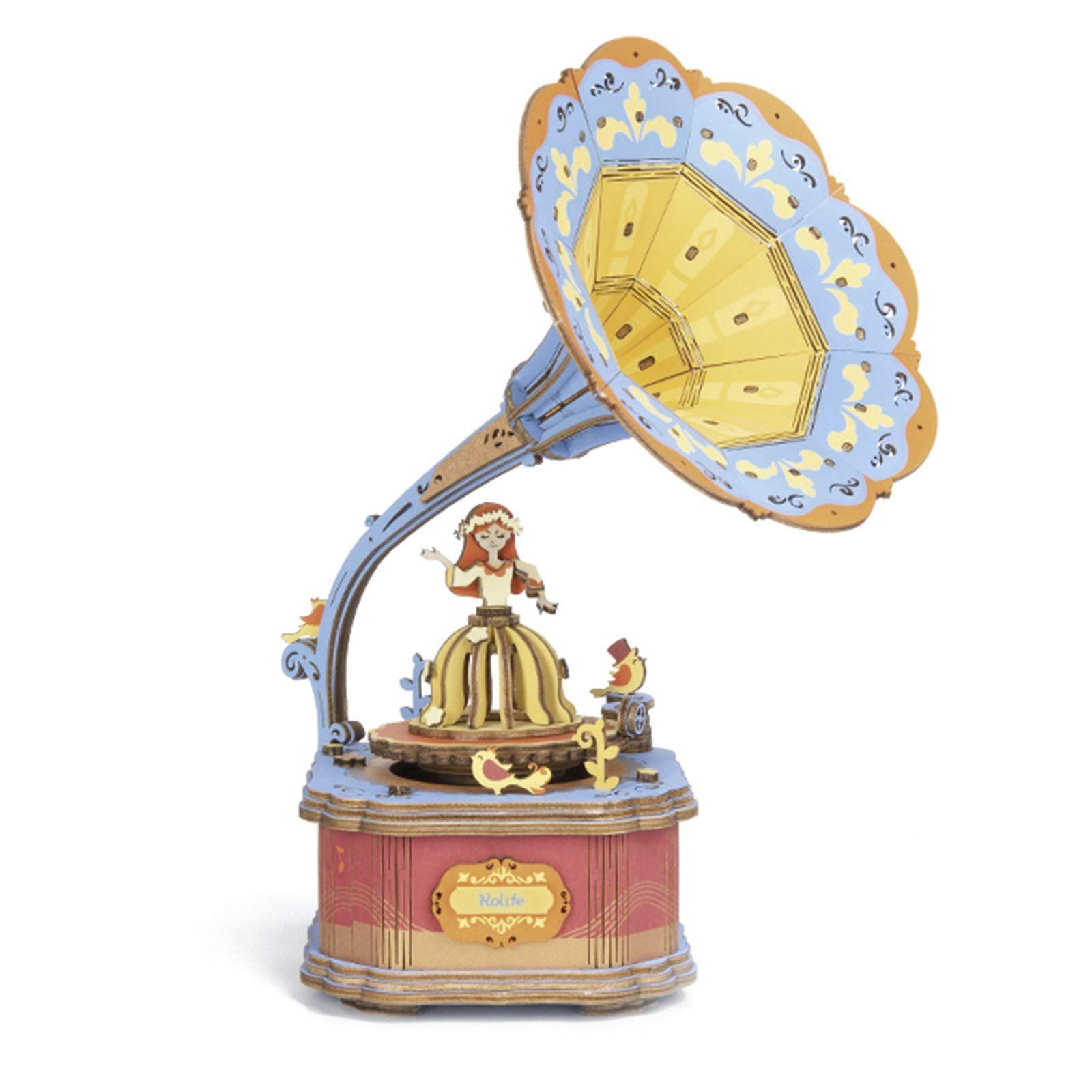  Mô Hình Gỗ 3D Lắp Ráp ROBOTIME Hộp Nhạc Máy Nghe Đĩa Than (109 mảnh, Vintage Gramphone Music Box) AM43 – WP007 