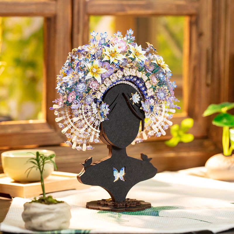  Mô Hình Kim Loại Lắp Ráp 3D MU Trâm Hoa (523 mảnh, Đế Gỗ, Clasp Flowers) YM-N183 – MP1266 
