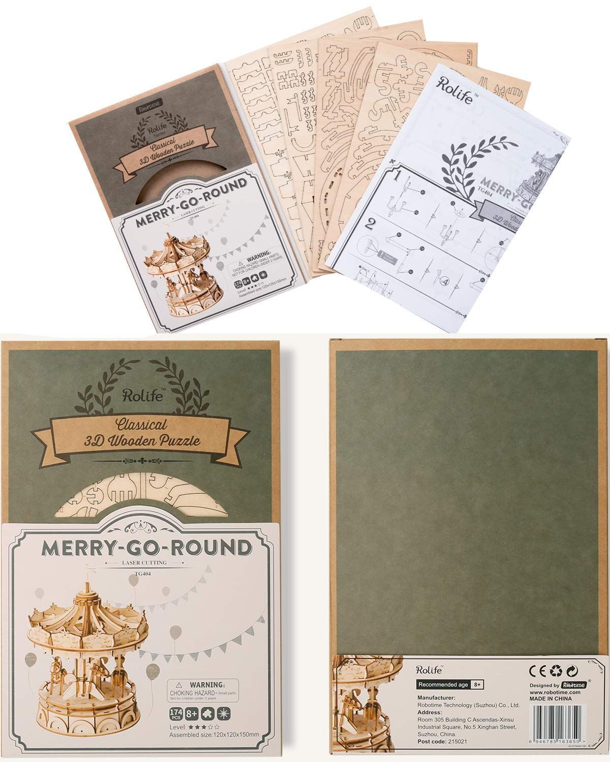  Mô Hình Gỗ 3D Lắp Ráp ROBOTIME Vòng Xoay Ngựa Gỗ (178 mảnh, Merry Go Round) TG404 – WP055 